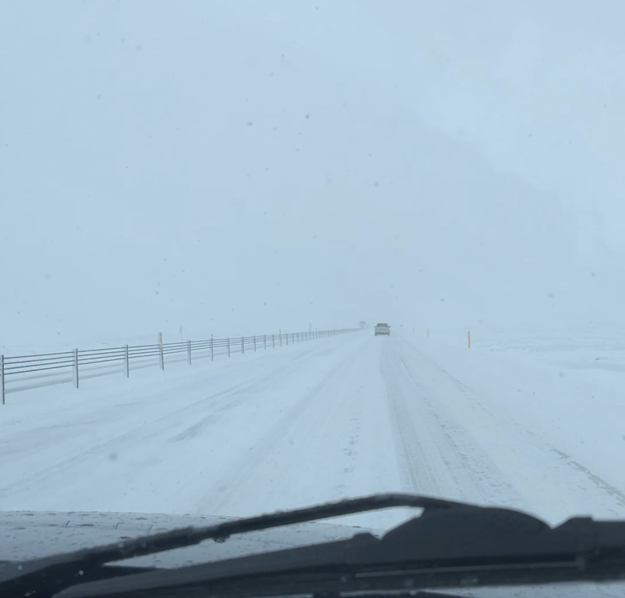 Driving in the snow in Iceland.